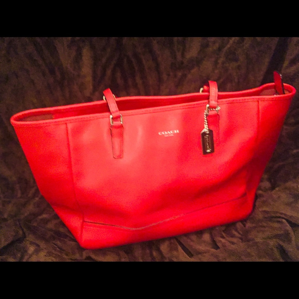 Saffiano Red Leather Tote Satchel